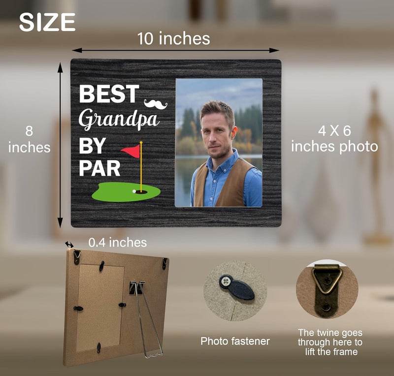 CAIFZ Best Grandpa By Par Picture Frame, Grandpa Photo Frame from Granddaughter Grandson, Golf Wooden Frame Gifts for Men Grandpa, 4x6 inch Photo - Image 3